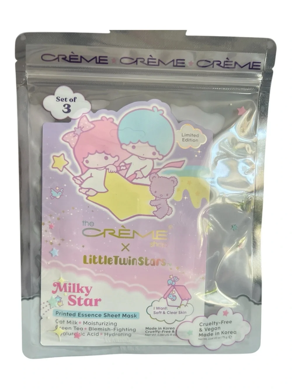 CRÈME x LittleTwinStars Milky Star Sheet Mask - Set of 3